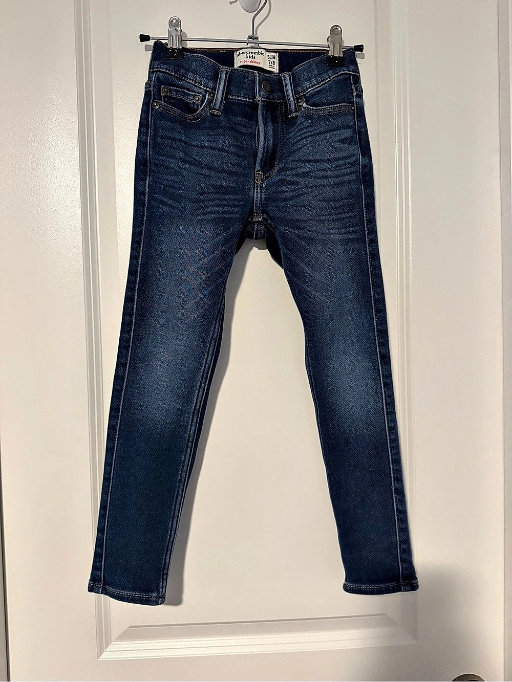 Abercrombie Kids Boys Super Skinny Jeans Slim 7/8 Dark Wash